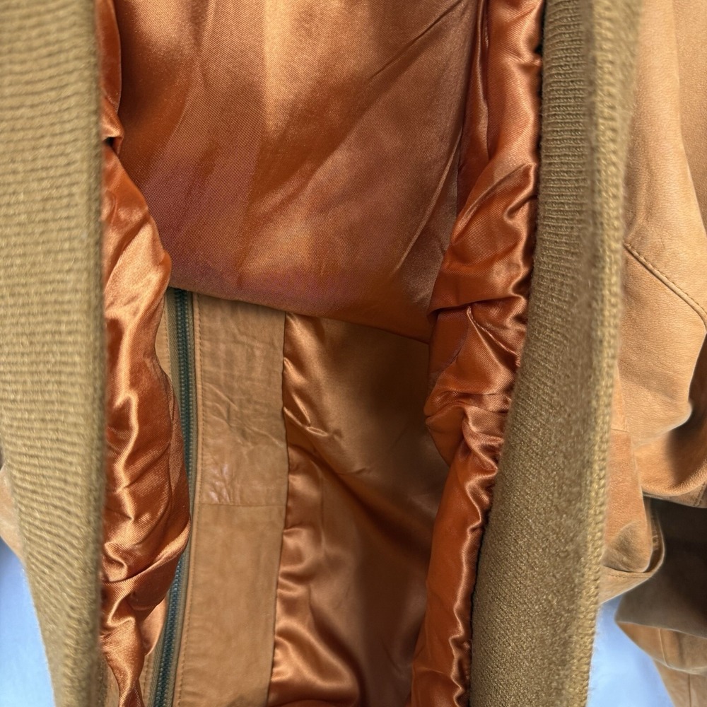 Vintage Karl Kani Suede Men's Bomber Jacket Zip Up Satin Style Interior XL Flaws - Picture 9 of 13